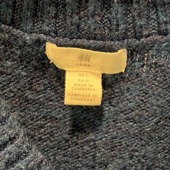 H&M Dark Blue Knit V-Neck Sweater Size L - Picture 3 of 3
